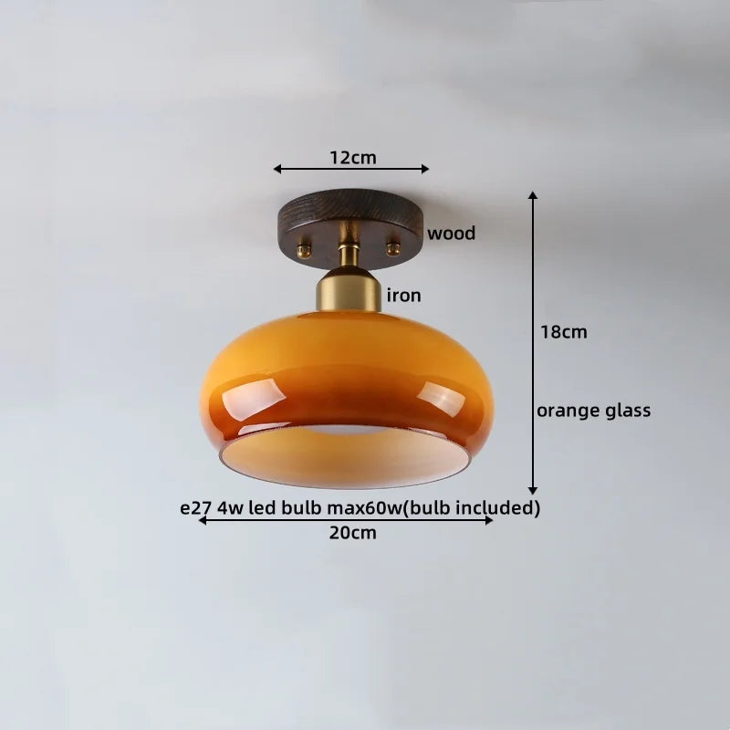 Axyaa Japanese Style LED Ceiling Lamp Iron Glass Modern Ceiling Light Home Decor