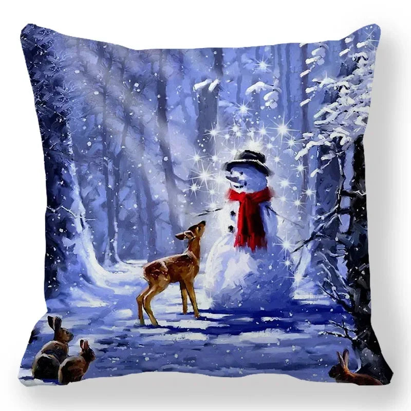 Axyaa Santa Print Pillowcase for Christmas and New Year Decor