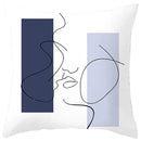 Axyaa Abstract Geometric Pillowcase in Nordic Blue Purple - Peach Skin Fabric