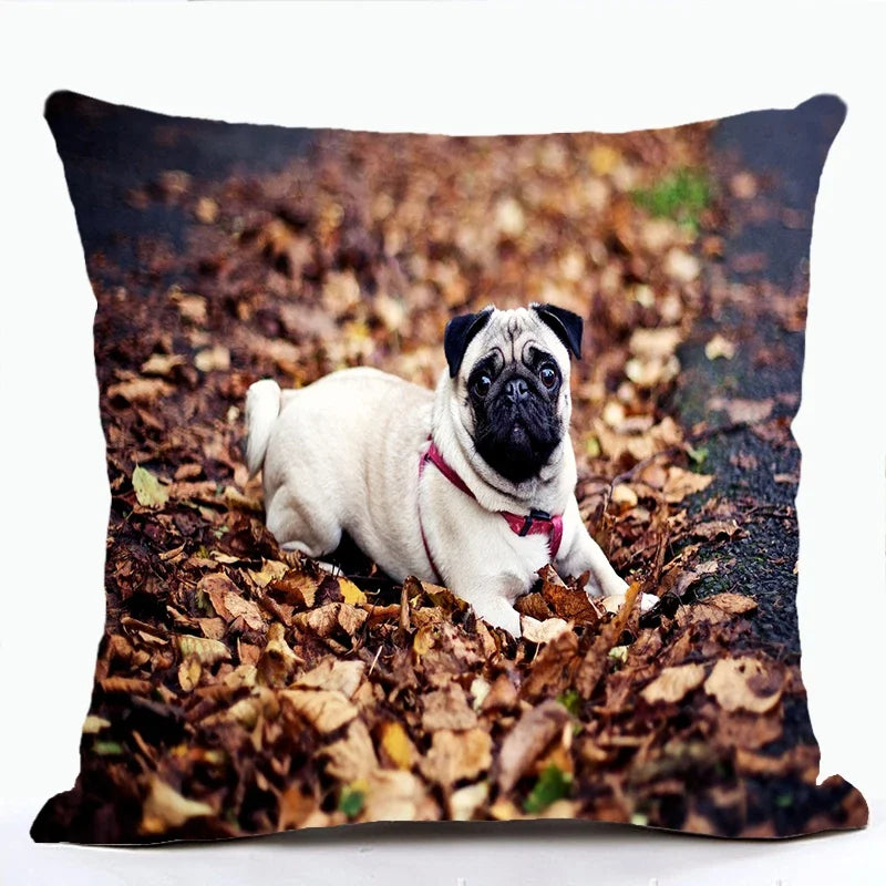 French Bulldog & Pug Dog Pillowcase by Axyaa - Decorative Animal Polyester Cushion Cover