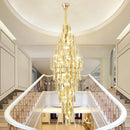 Axyaa Rotating Staircase Crystal Chandelier - Modern Duplex Design