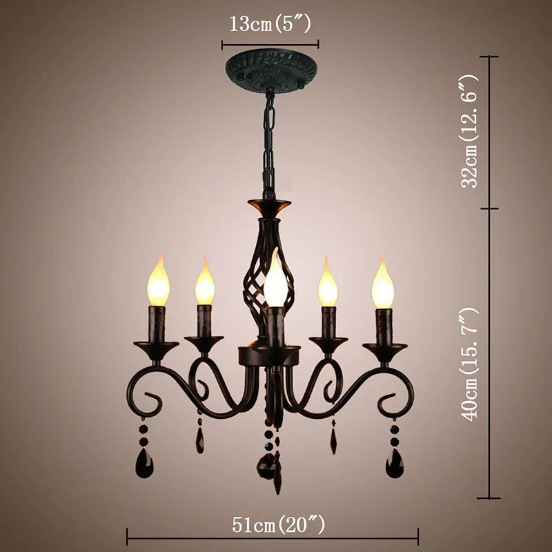 Axyaa Black Crystal Pendant Chandelier for Bedroom Dining Room Lighting