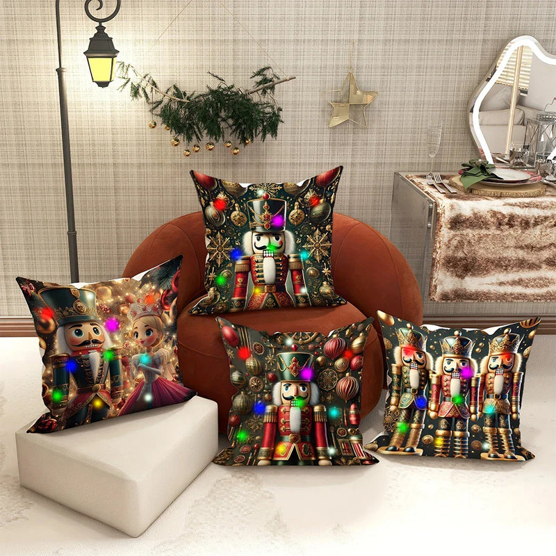 Nutcracker Princess LED Pillowcase - Festive Christmas Home Decor by Axyaa