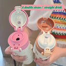 Axyaa Kids Stainless Steel Straw Tumbler - Cute Capibala Design