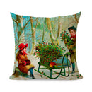 Axyaa Christmas Linen Cushions 45x45 for Living Room Sofa Decor