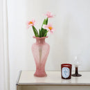 Luxury Pink Glass Vase with Floral Arrangement for Living Room by Axyaa
