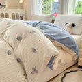 Axyaa Floral Print Reversible Cotton & Flannel Duvet Cover - Single to King Sizes