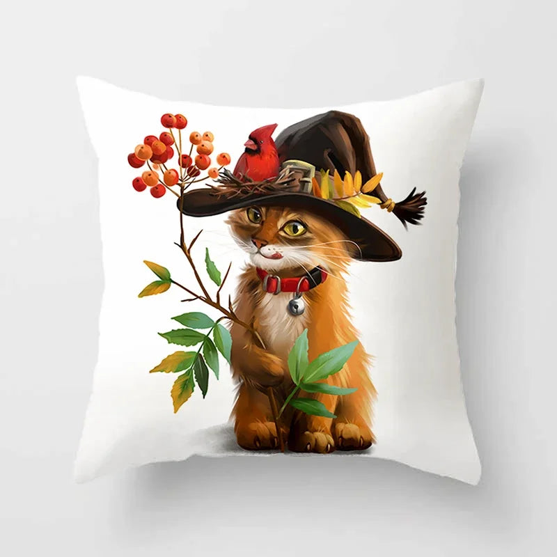 Axyaa Cartoon Cat Animal Sofa Cushion Cover - 45*45 Throw Pillow Home Decor