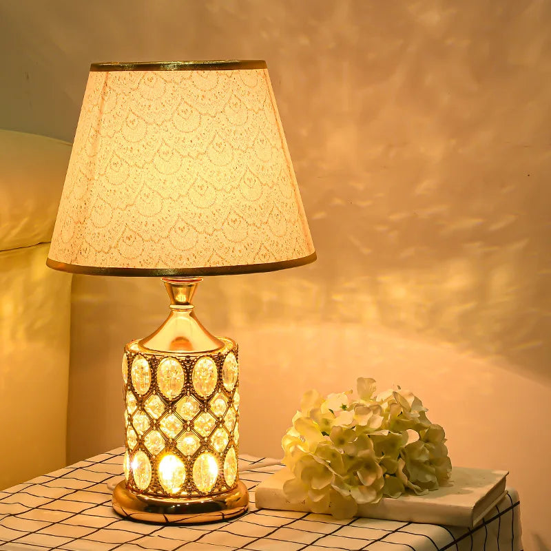 Axyaa Elegant Crystal Table Lamp for Bedroom Nightstand - Warm and Romantic Lighting