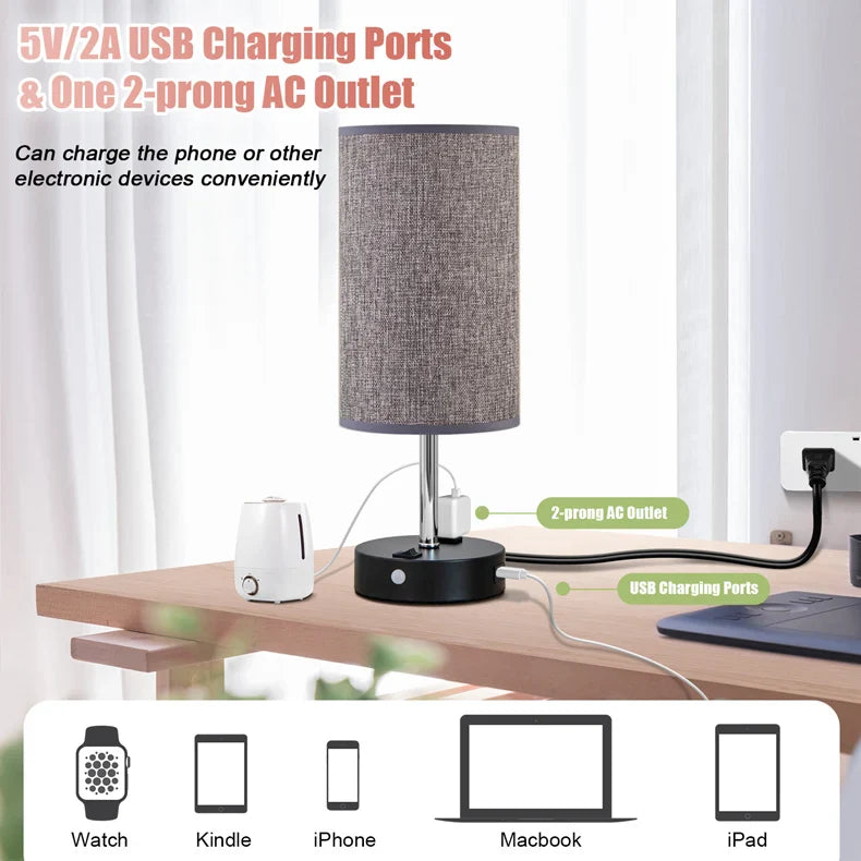 Motion Sensor Bedside Lamp USB Rechargeable Light Grey Desk Lamp