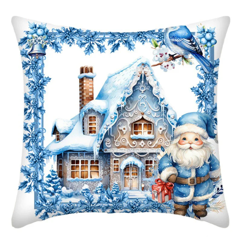 Axyaa Christmas Decor Pillow Cover Set - Santa, Snowman, Angel Print Suite