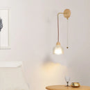 Axyaa Glass LED Wall Light Fixture with Pull Chain Switch