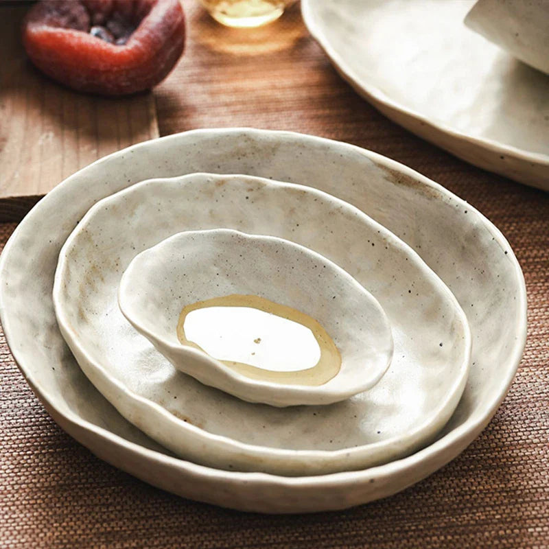 Axya™ Retro Ceramic Dinnerware Set: Handmade Dish, Bowl & Plate Combo