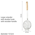 Axyaa Stainless Steel Slotted Colander Spoon with Wood Handle - Kitchen Strainer Filter Scoop