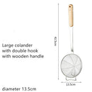 Axyaa Stainless Steel Slotted Colander Spoon with Wood Handle - Kitchen Strainer Filter Scoop