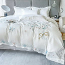 Axyaa Butterfly Embroidery 120-Count Cotton 4-Piece Naked Sleeping Set