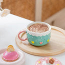 Axyaa Ceramic Cake Pattern Coffee Mug with Cover and Large Capacity