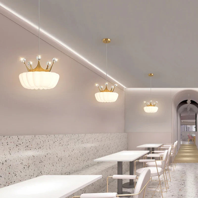 Axyaa White Cloud Crown Pendant Lamp: Luxury Lighting for Children's Bedroom, Living Room & Dining Room