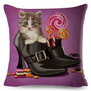 Axyaa Cartoon Pet Dog Print Pillow Covers 45x45cm for Home and Car Decor