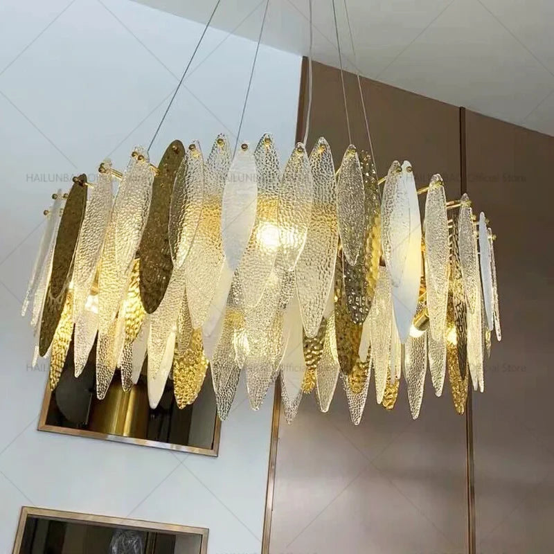 Luxury Axyaa Glass Chandelier Light for Modern Living and Dining Spaces