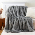 Axyaa Luxury Faux Fur Throw Blanket King Size Plaid Throws Soft & Fluffy