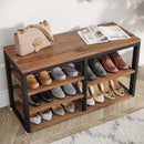 Axyaa Industrial Coat Rack Shoe Bench Set with Storage Cubbies