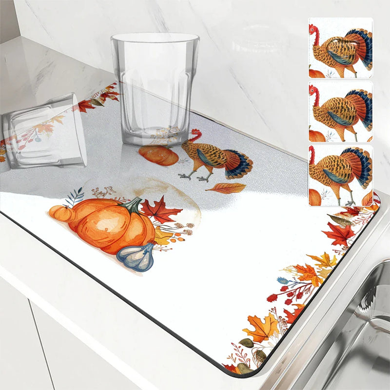 Axyaa Coffee Mat Dish Draining Pad Drain Quick Drying Kitchen Bathroom Placemat