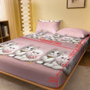 Axyaa Cute Kitten Printed Fleece Bed Sheet - Modern Brushed Bed Cover for Bedroom