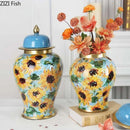 Axyaa Ceramic Tea Caddy Vase for Dried Flowers & Hydroponic Arrangements