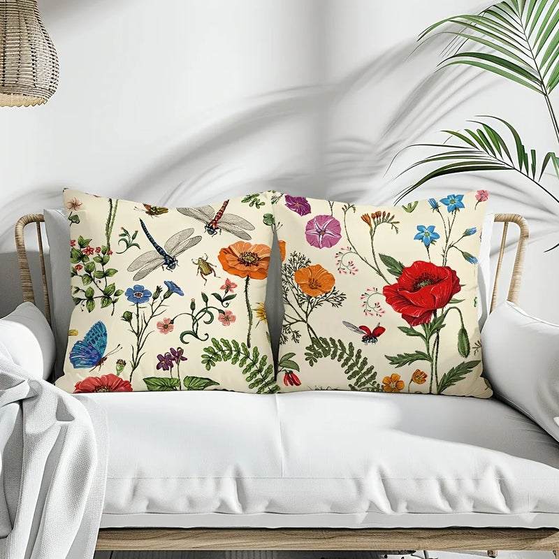 Axyaa Retro Insect Pattern Pillowcase for Home Decoration.