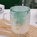 Axyaa 300ml Christmas Double Wall Glass Cup with Silicone Lid