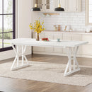 Axyaa Rustic Wood Dining Table, 70.8-Inch Rectangular Kitchen Table for 6, Metal Legs