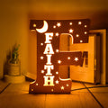 Axyaa Personalized LED Name Wall Decor Night Light with Stars for Family, Couples, Kids - Wooden Lamp