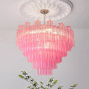 Axyaa Pink Clear Glass Tube Chandelier for Home Decor - Ceiling Hanging Lamps