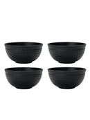 Axyaa Black Grain Bowl Set - Reusable Plastic Dinner Bowls for Food, Dessert, and Camping