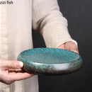 Axyaa Retro Kiln Ceramic Dinner Plate: Creative Household Dessert, Sushi, Snack Plates