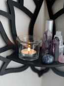 Lotus Crystal Wall Shelf for Candles, Stones, Plants - Axyaa Wall Decor