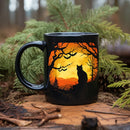 Axyaa Halloween Theme Ceramic Mug 11oz - Horror Castle Ghost Face Pumpkin Bat