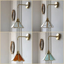 Axyaa Tiffany Glass LED Wall Light with Pull Chain Switch, Nordic Modern Design