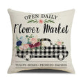 Axyaa Spring Flowers Linen Pillowcase: Bike Truck Print Cushion Cover 45x45CM