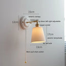 Axyaa Ceramic LED Wall Sconce with Adjustable Copper Arm & Pull Chain Switch