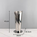 Axyaa Silver Metal Vase with Artificial Flowers for Desk Decor