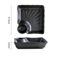 Axyaa Square Ceramic Dumpling Plate with Vinegar Grid - Japanese Style Home & Restaurant