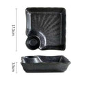 Axyaa Square Ceramic Dumpling Plate with Vinegar Grid - Japanese Style Home & Restaurant