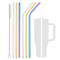 Axyaa Stainless Steel Drinking Straws Set 7Pcs with Brush Cocktail Bar for Glasses