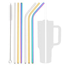 Axyaa Stainless Steel Drinking Straws Set 7Pcs with Brush Cocktail Bar for Glasses