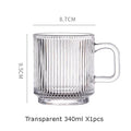 Axyaa Japanese Vertical Stripes Glass Cup with Bamboo Cover, Kawaii Milk Mug