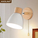 Axyaa Nordic Wood Wall Lamp - Iron Macaron Wall Decor Lights for Living Room, Bedroom