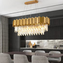 Axyaa Gold Crystal Chandelier - Modern Luxury Large Pendant Ceiling Lamp for Living, Dining, and Bedroom