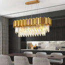 Modern Gold Crystal Chandelier by Axyaa - Large Pendant Ceiling Lamp for Living Room, Dining, Bedroom